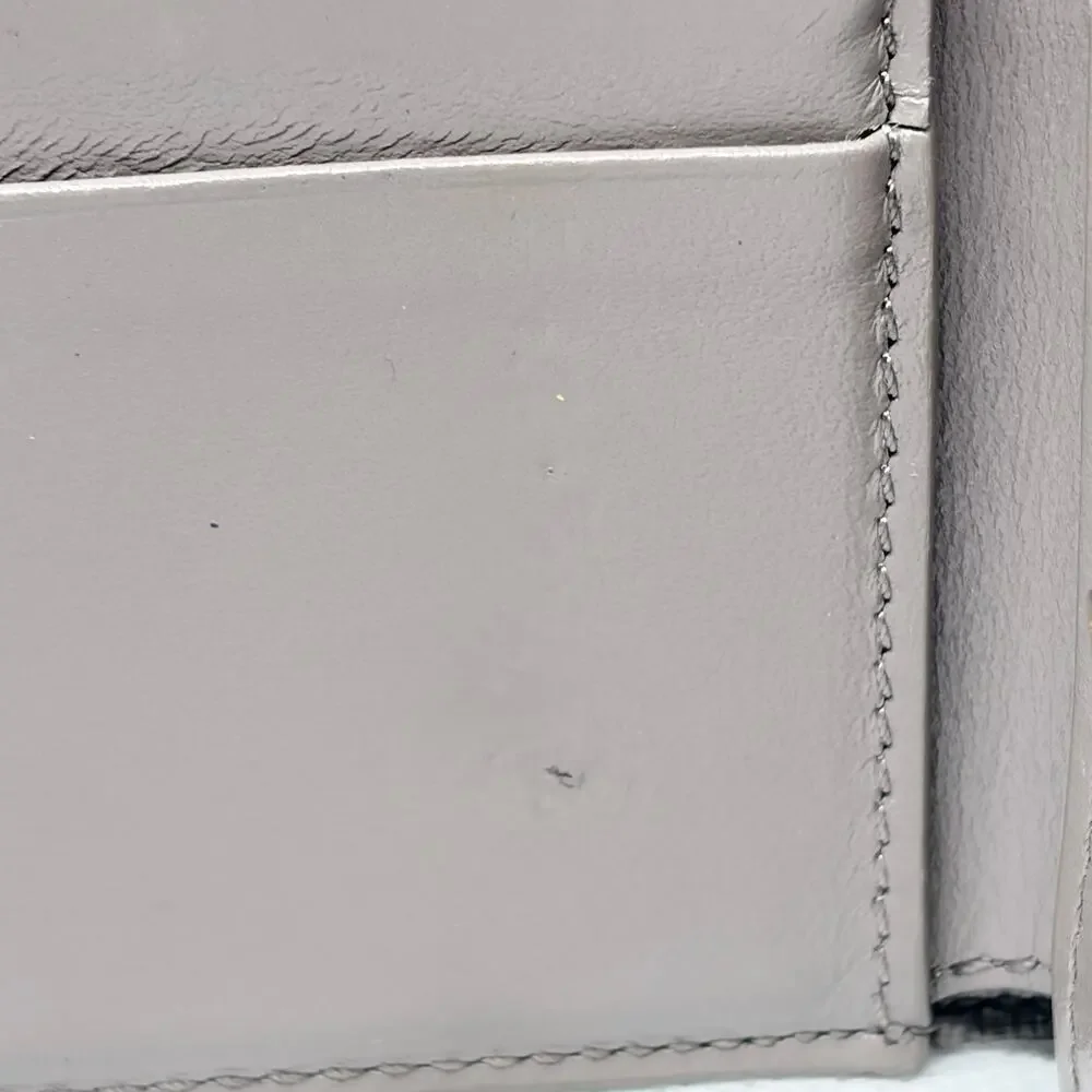Celine Medium Strap Wallet Bicolor Grained Calfskin Greige Blue w/ Box